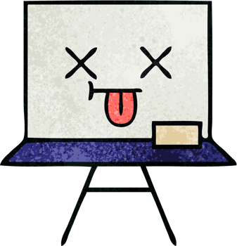 retro grunge texture cartoon of a white board png