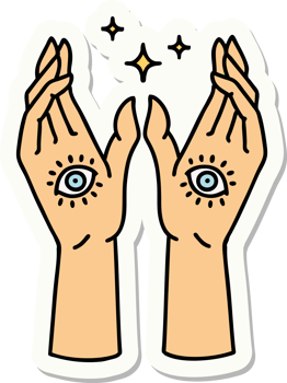 sticker of tattoo in traditional style of mystic hands png