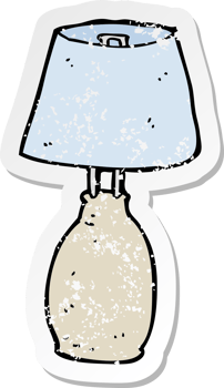 retro distressed sticker of a cartoon lamp drawing png