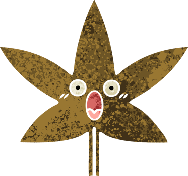 retro illustration style cartoon of a autumnal leaf png