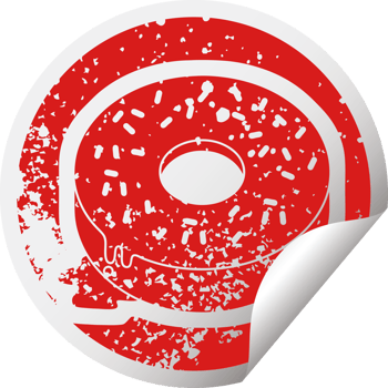 distressed sticker icon illustration of a tasty iced donut png