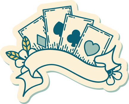sticker of tattoo in traditional style of cards and banner png