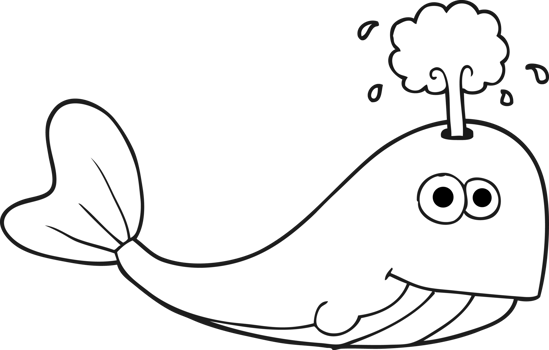 black and white cartoon whale spouting water png