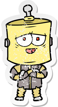 distressed sticker of a cartoon robot png