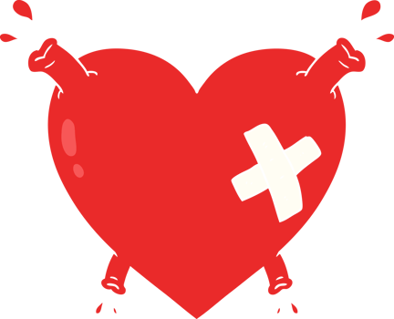 flat color style cartoon heart squirting blood png