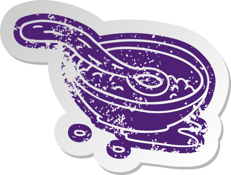 distressed old sticker of a cereal bowl png