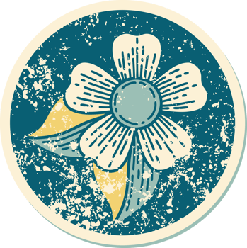 distressed sticker tattoo style icon of a flower png