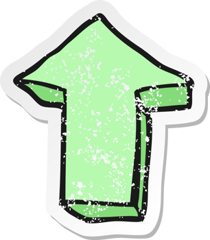 retro distressed sticker of a cartoon arrow png