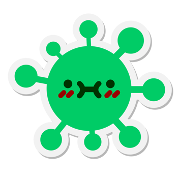 cute shy virus sticker png