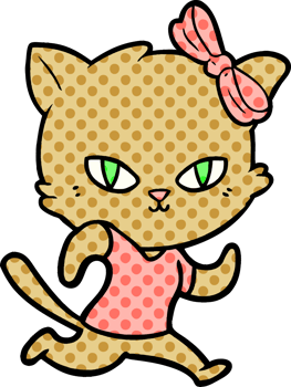 cute cartoon cat jogging drawing png