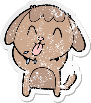distressed sticker of a cute cartoon dog png