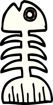 cartoon doodle fish bones png