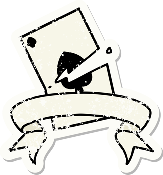 grunge sticker with banner of a torn card png