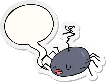 cartoon halloween spider and speech bubble sticker png