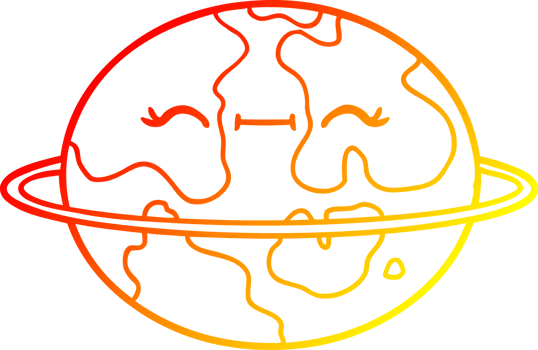warm gradient line drawing cartoon habitable alien planet png