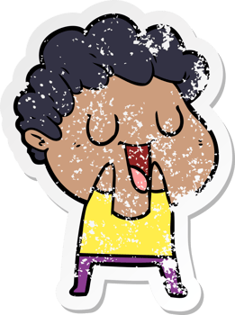 distressed sticker of a laughing cartoon man png