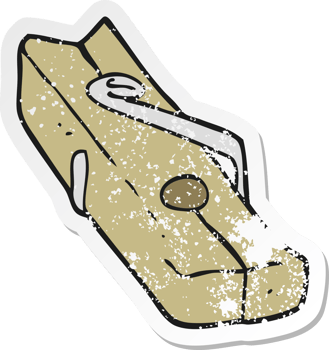 retro distressed sticker of a cartoon wood peg png