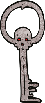 cartoon doodle spooky skull key png