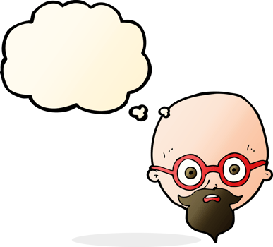 cartoon shocked man with beard with thought bubble png
