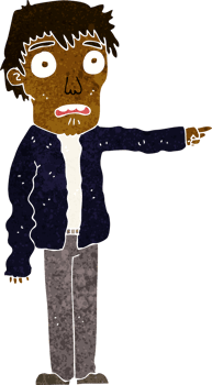cartoon terrified man pointing png
