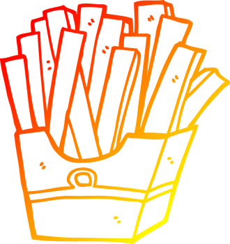 warm gradient line drawing cartoon fries png