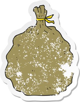 retro distressed sticker of a cartoon sack png