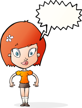 cartoon pretty woman with speech bubble png