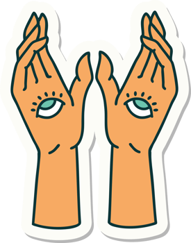 tattoo style sticker of mystic hands png