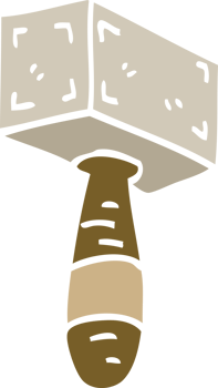 flat color illustration cartoon hammer png