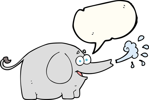 speech bubble cartoon elephant squirting water png