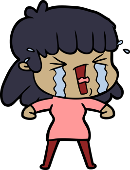 cartoon woman in tears drawing png