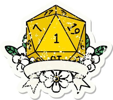 natural one d20 dice roll illustration png