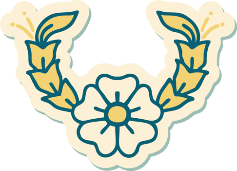 tattoo style sticker of a decorative flower png