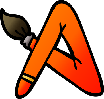 png gradient illustration cartoon paint brush bent into letter A