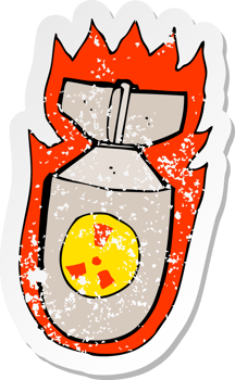 retro distressed sticker of a cartoon flaming bomb png