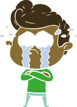 flat color style cartoon crying man png