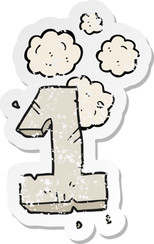 retro distressed sticker of a cartoon stone number one png