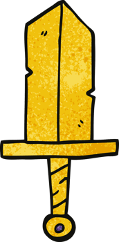 cartoon doodle golden dagger png