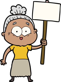 cartoon happy old woman drawing png
