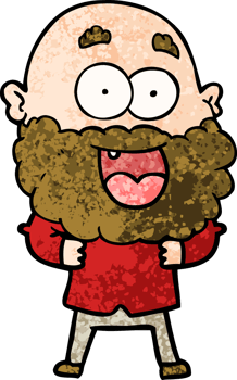 cartoon crazy happy man with beard drawing png
