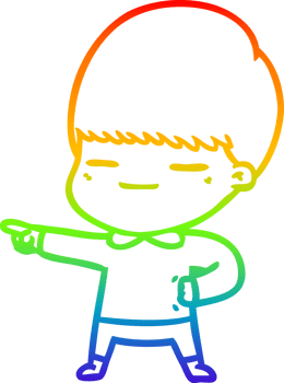 rainbow gradient line drawing cartoon smug boy png