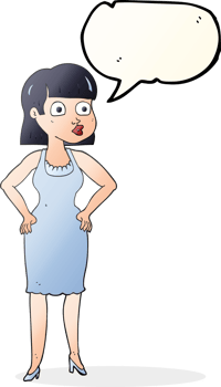 speech bubble cartoon woman with hands on hips png