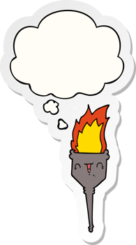 cartoon flaming chalice and thought bubble as a printed sticker png