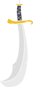 flat color style cartoon curved sword png