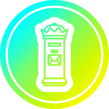 British postbox circular in cold gradient spectrum png