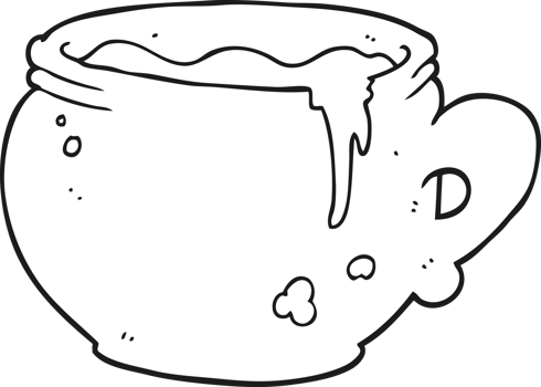 black and white cartoon mug of soup png