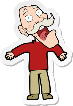 sticker of a cartoon terrified old man png