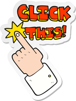 sticker of a cartoon click this symbol with hand png