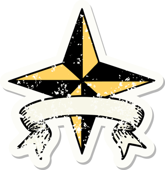 grunge sticker with banner of a star png