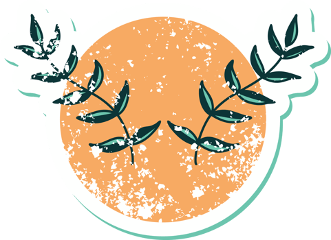 distressed sticker tattoo style icon of leaves png